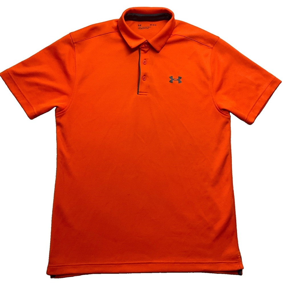 Under‎ Armour Mens Orange Short Sleeve Polo Shirt Size M